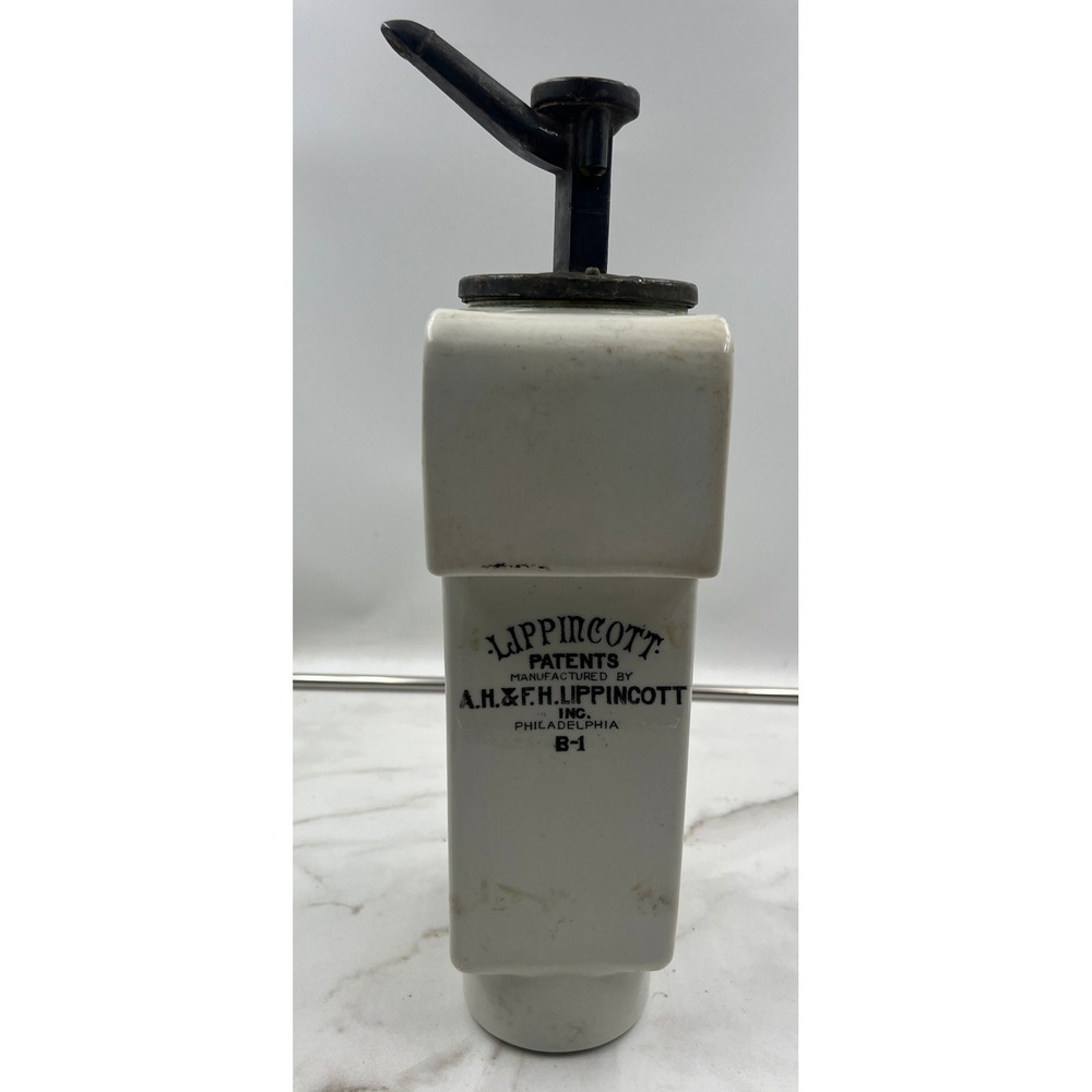 Antique Lippincott Porcelain Soda Fountain Syrup Dispenser Orange Pump B-1 PA